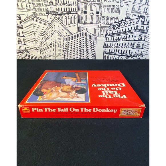 Vintage 1981 Pin The Tail On The Donkey Party 80s Game Golden RARE Complete - Picture 4 of 10
